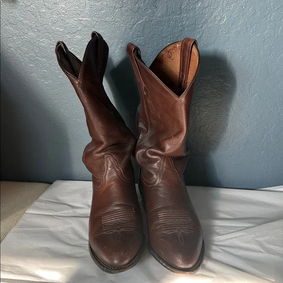 Tony Lama Chestnut Leather Western Boots - Picture 5 of 7